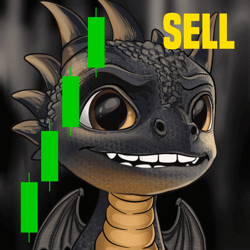 Cartoon Dragon With Word Sell In Background GIF