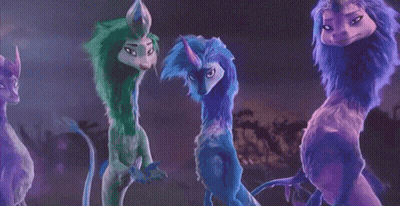 Cartoon Dragons Standing In Field GIF