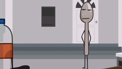Cartoon Drawing Of Bottle And Spoon With Spikes GIF