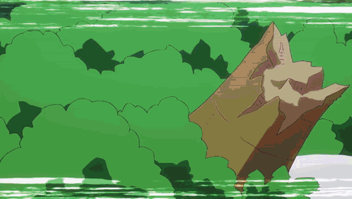 Cartoon Drawing Of Cliff Surrounded By Green Leaves GIF