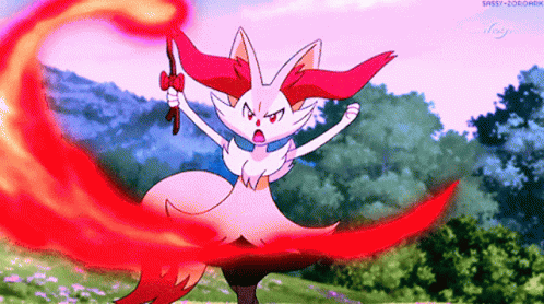 Cartoon Drawing Of Fox With Red Tail And Sword GIF