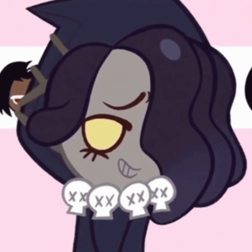 Cartoon Drawing Of Person With Skulls Around Neck GIF