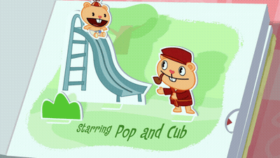Cartoon Drawing Of Pop And Cub With A Slide GIF