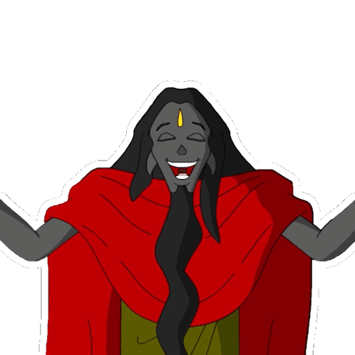 Cartoon Drawing Of Woman With Long Hair And Yellow Bindi GIF