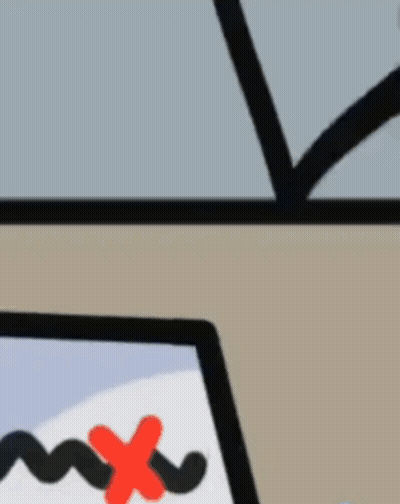Cartoon Drawing With Red X GIF