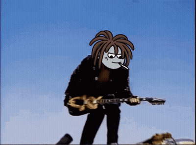 Cartoon Dreadlocked Guitar Player Smoking GIF