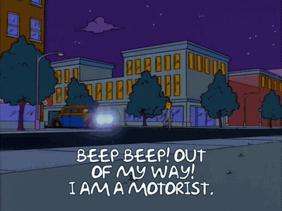 Cartoon Driving Car Saying Beep Beep Out Of My Way I Am A Motorist GIF