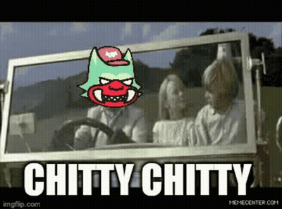 Cartoon Driving Car Saying Chitty Chitty GIF