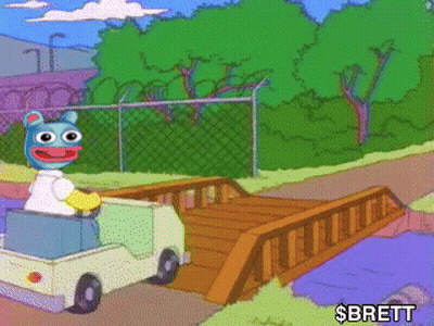 Cartoon Driving Toy Car Over Wooden Bridge With $brett