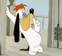 Cartoon Droopy The Dog Standing On Post GIF