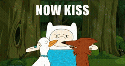 Cartoon Duck And Fox Now Kiss GIF