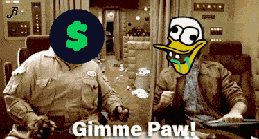 Cartoon Duck And Man With Gimme Paw GIF