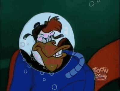 Cartoon Duck And Octopus Surrounded By Bubbles GIF