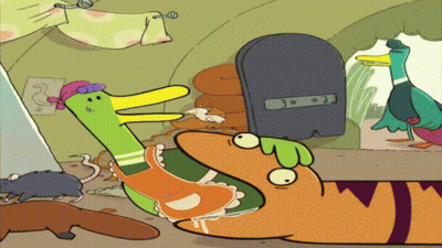 Cartoon Duck And Tiger GIF