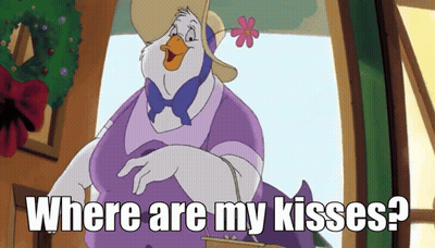 Cartoon Duck Asking Where Are My Kisses GIF