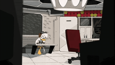 Cartoon Duck at Table With Chalkboard Numbers