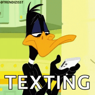 Cartoon Duck Holding Cell Phone Texting GIF