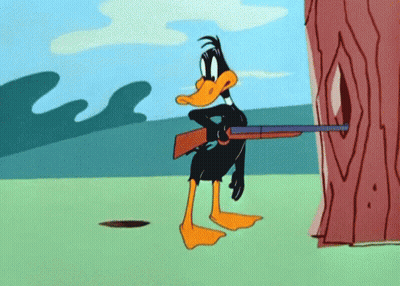 Cartoon Duck Holding Shotgun GIF