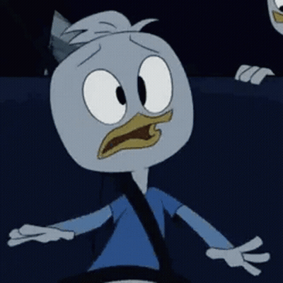 Cartoon Duck In Blue Shirt With Seat Belt In Car GIF