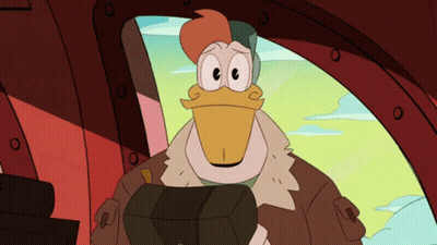 Cartoon Duck in Brown Jacket Looking Out Window