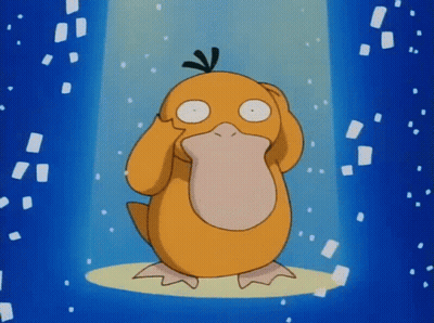 Cartoon Duck In Front Of Blue Squares GIF