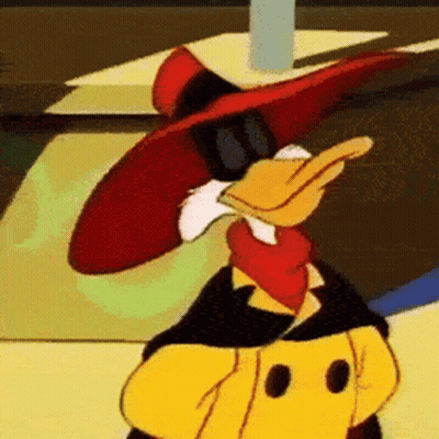 Cartoon Duck In Red Hat And Yellow Coat GIF