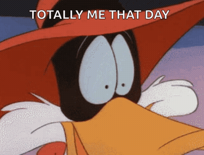 Cartoon Duck In Red Hat Saying Totally Me That Day GIF