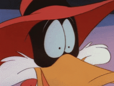 Cartoon Duck In Red Hat With Big Eyes GIF