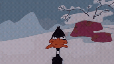 Cartoon Duck In Snow With House GIF