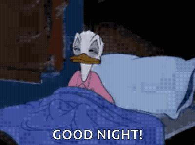 Cartoon Duck Laying In Bed Saying Good Night GIF