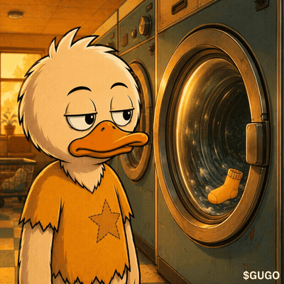 Cartoon Duck Looking At Socks In Washer GIF