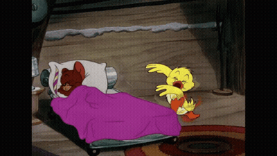 Cartoon Duck Next To Bed GIF