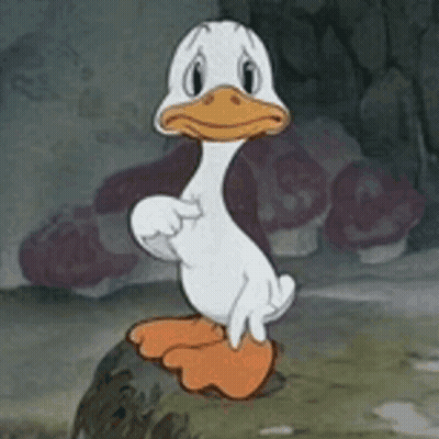 Cartoon Duck Pointing On Rock GIF