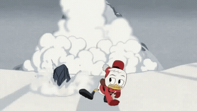 Cartoon Duck Running In Snow With Santa Hat GIF