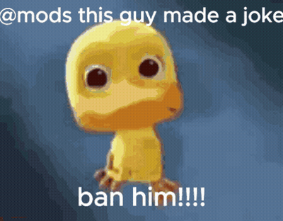 Cartoon Duck Saying Ban Him GIF
