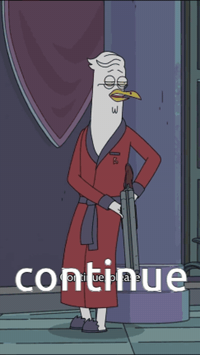 Cartoon Duck Saying Continue GIF