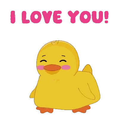 Cartoon Duck Saying I Love You Sticker