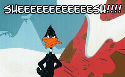 Cartoon Duck Saying Sheeeeeeeeees !!! GIF