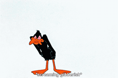 Cartoon Duck Screaming Gibberish With Mouth Open GIF