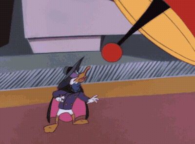 Cartoon Duck Standing In Front Of Red Object GIF
