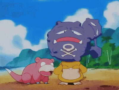 Cartoon Duck Standing Next To Pink And Purple Pokemon GIF