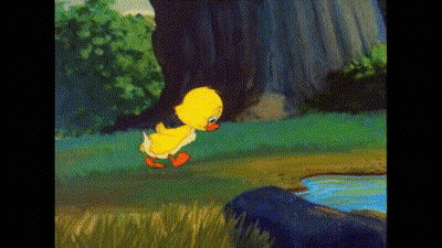 Cartoon Duck Walking Near Pond GIF