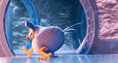 Cartoon Duck Walking Through Tunnel GIF