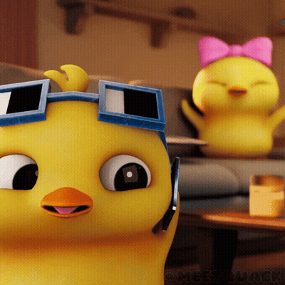 Cartoon Duck Wearing Sunglasses and Pink Bow