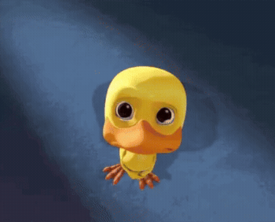 Cartoon Duck With Big Eyes And Yellow Head GIF
