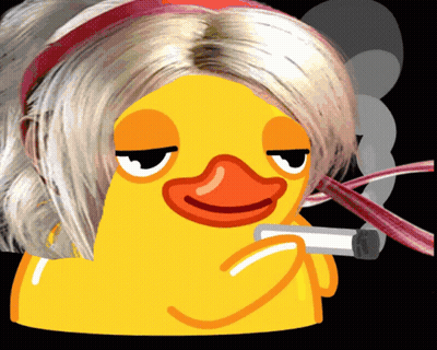 Cartoon Duck With Blonde Hair And Pink Headband Smoking GIF