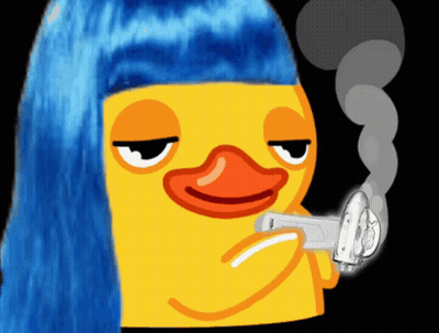 Cartoon Duck With Blue Hair Smoking GIF