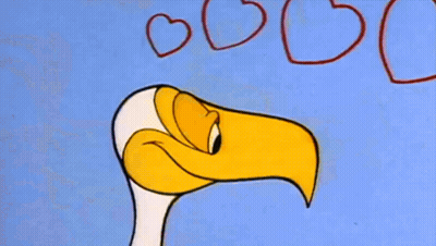 Cartoon Duck With Hearts On Head GIF