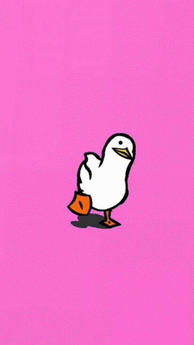 Cartoon Duck With Orange Feet On Pink Background GIF