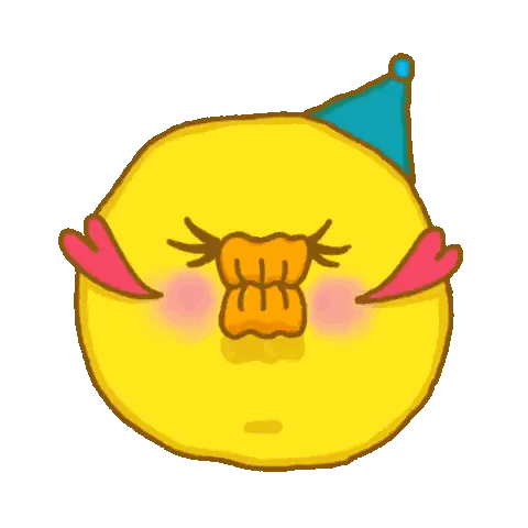 Cartoon Duck With Party Hat And Hearts Sticker